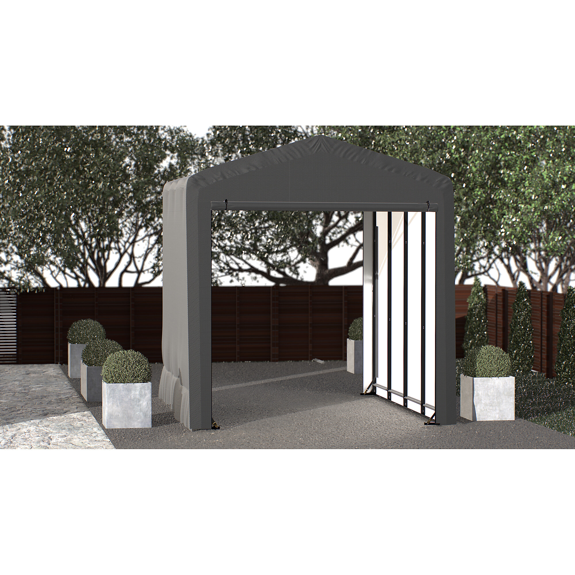 ShelterLogic ShelterTube Wind and Snow Rated Garage - 14ft. x 18ft. x 16ft., Gray, Waterproof Fabric, Model# SQAACC0103C01401816